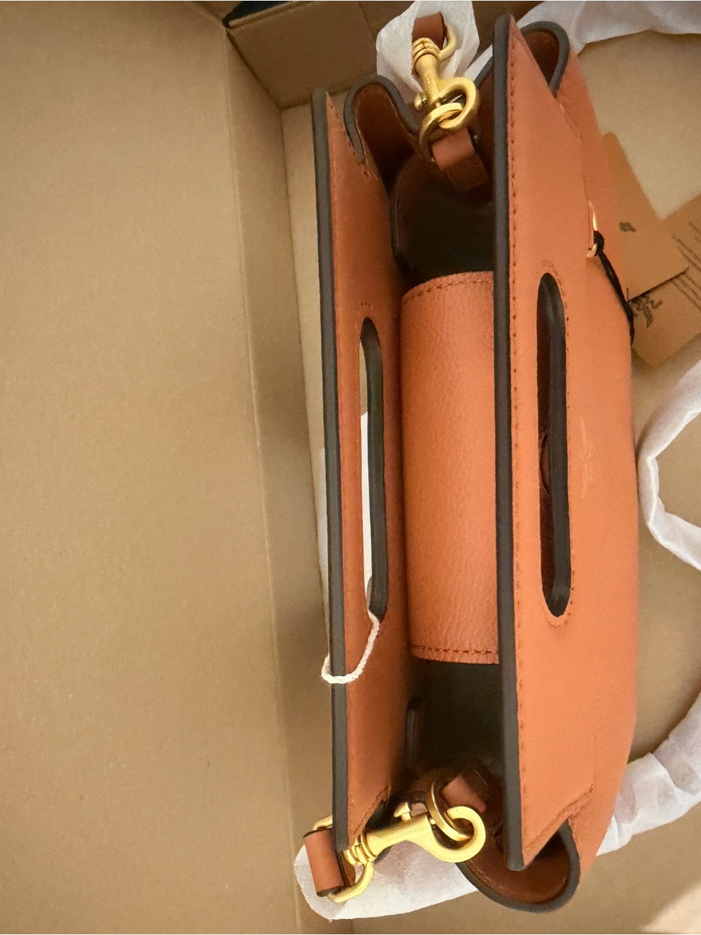 MCM Cognac Leather Cutout-Handle Shoulder Bag - Picture 2 of 7